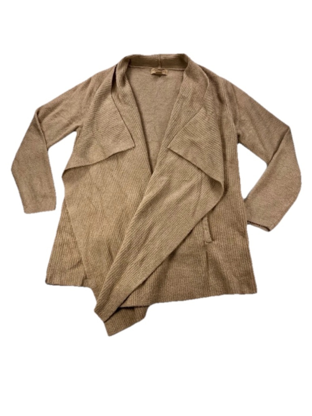 Barefoot Dreams Women’s CozyChic Lite Oversized Cardigan Tan Petite L/XL
